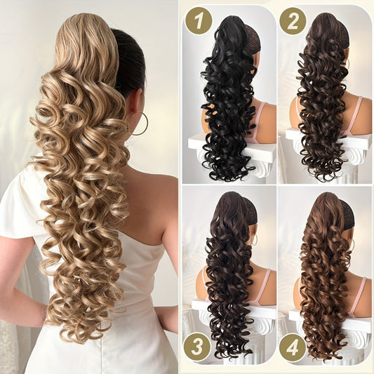 A 28-Inch Long Curly Ponytail Made of Heat-Resistant Synthetic Fiber, Typically Worn by Women for Everyday Occasions And Holidays.