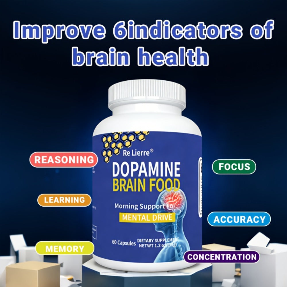 [Brain Support & Sleep] Relierre Dopamine Brain Support Capsules with Magnesium & Magnesium Glycinate, Focus & Restorative Sleep, High Potency Nootropic for Mental Clarity & Vitality