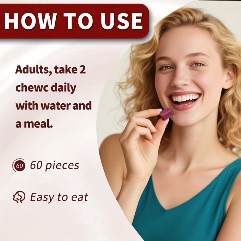 Dietary Supplement in The Form of Beetroot Chewing Tablets - Abundant in Natural Nitrates. A Formula Designed to Support The Circulatory System. Encourages The Production of Nitric Oxide. Contains Concentrated Beetroot Extract. Aids in Sustaining a
