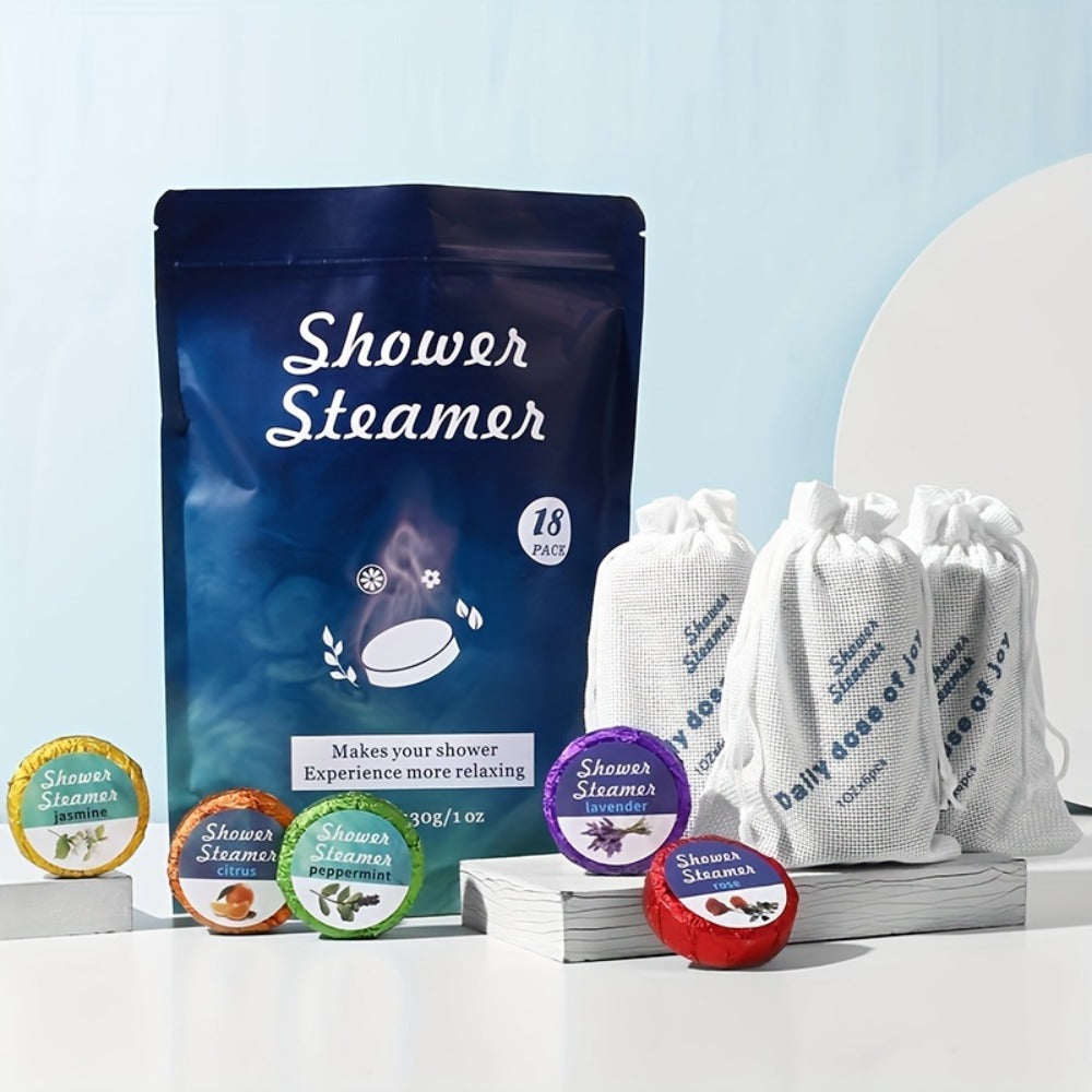 Shower Steamers Gift Set 18 Pcs with Essential Oils - Eucalyptus Rose Jasmine Citrus Peppermint Lavender Aromatherapy Shower Bombs for Home Spa, Stress Relief, Birthday & Christmas Gifts