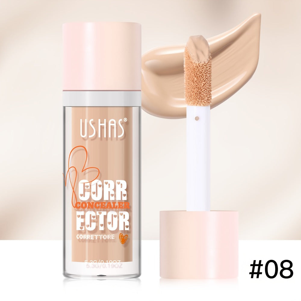 USHAS Liquid Concealer - 12 Shade Range, Full-Coverage Waterproof & Buildable Coverage, Self-Applying Applicator Brush Tip, Long-Lasting Non-Cakey Formula for Sensitive/Combination/Oily Beige - Instantly Cover Dark Circles,, Blemishes