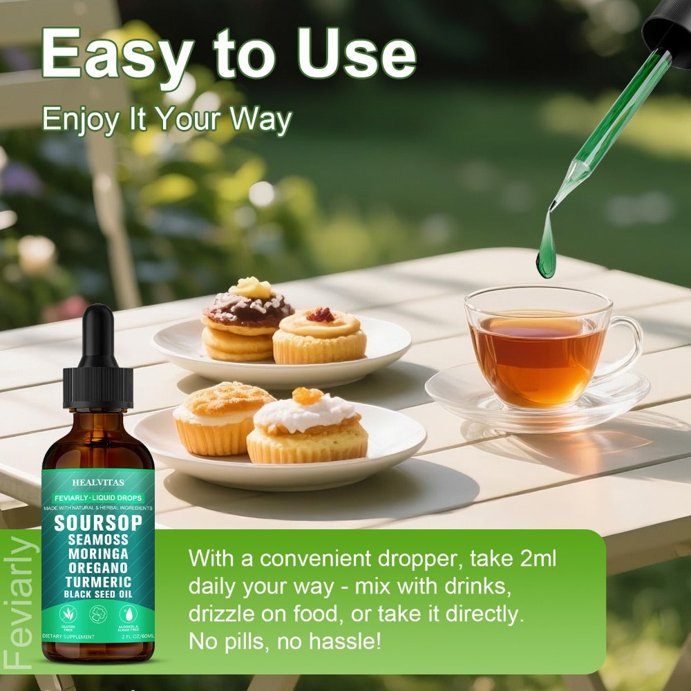 [Herbal Extracts For Health] Soursop Bitters Liquid Drops, Soursop Bitters, 10 In 1 With Sea Moss, Oregano, Ashwagandha, Moringa, Turmeric, Black Seed Oil | Herbal Extracts For Overall Health | Highly Absorbable Natural Formula
