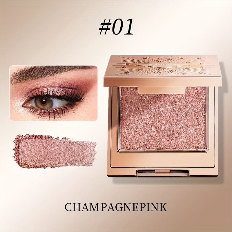AMG Golden Star Glowing Eyeshadow Palette - 5 Shimmer Shades, Waterproof & Sweatproof, Creamy Formula with Built-in Mirror, High-End Luxury Packaging, Ideal Gift for All Light Beige Tones, Elegant Makeup | Radiant Finish | Shiny Shimmery Effect