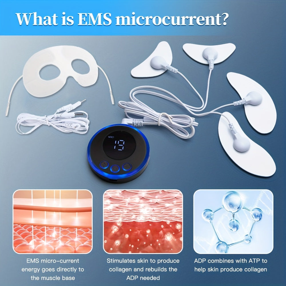 FDA Cleared - KTS EMS Facial & Eye Massager Pro, Face & Eye Massage Complete Massager, Eye & Face Iron | 2025Microcurrent TENS Device for Face Slimming, Anti-Aging & Eye Lift | 6 Modes & 10 Levels, Home Use, Non-Invasive, Pain-Free (Women/Men)