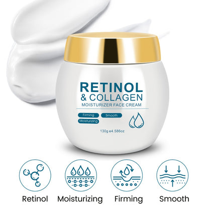 Retinol Face Cream with Collagen - Firming Moisturizing Anti-Aging Facial Cream for All Skin Types - Day and Night Skin Care Cream for Women & Family 130g / Retinol Essence