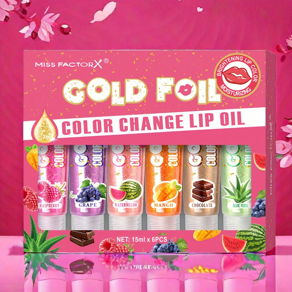 Color Changing Lip Balm Set 6 Pcs - pH Reactive Tint, 6 Fragrances, Deep Moisturizing & Brightening, Glossy Shiny Finish, 0.51oz Each, Valentine's Day Birthday Beauty Gift Set for Women