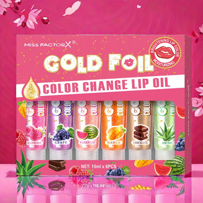 Color Changing Lip Balm Set 6 Pcs - pH Reactive Tint, 6 Fragrances, Deep Moisturizing & Brightening, Glossy Shiny Finish, 0.51oz Each, Valentine's Day Birthday Beauty Gift Set for Women