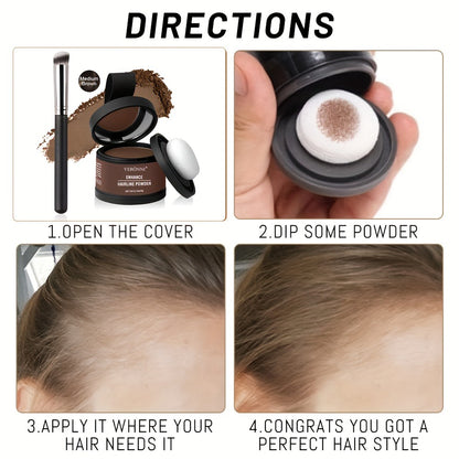 Hair Root Concealer Powder Hairline Touch-Up | Instantly Covers Gray Thinning Hair | Plant-Based Keratin Formula for Men & Women | Multiple Shades with Brush