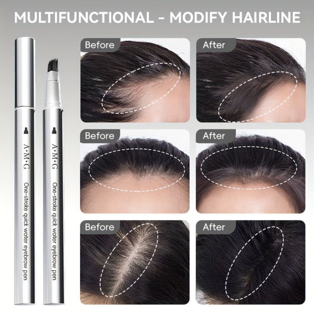 Eyebrow Pencil & Hairline Pen with Dense Brush - Waterproof Sweat-Proof Long-Lasting, 2-in-1 Natural Brow & Hairline Definition, Hair-Stroke Finish, Black Tea Grayish-Brown Chestnut Brown