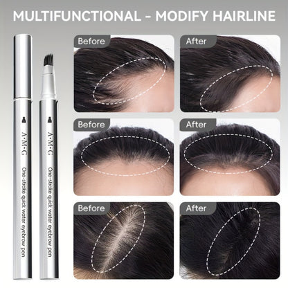 Eyebrow Pencil & Hairline Pen with Dense Brush - Waterproof Sweat-Proof Long-Lasting, 2-in-1 Natural Brow & Hairline Definition, Hair-Stroke Finish, Black Tea Grayish-Brown Chestnut Brown