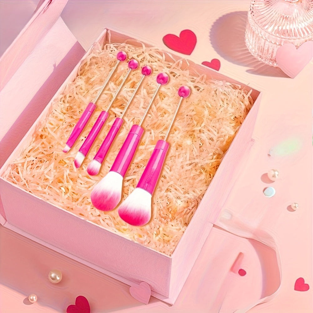 15pcs Metal Handle Beadable MakeupBrush Set, BeautyTools, IncludesPowder Blusher Brush, Slant Head Eye, Weddings, Anniversary, Birthday Girl Best Friend Teacher'S Day, Halloween, Christmas Gifts, Party Supply