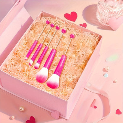 Beadable Makeup Brush Set 15PCS Metal Handle - DIY Customizable Beauty Brushes with Powder Blusher Eye Shadow Slant Brushes - Unique Gift for Women Girls Birthday Wedding Christmas Party
