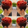 Synthetic Short Ombre Wig with Wavy Hair in Black And Burgundy, Perfect for Women'S Christmas Parties And Music Festivals, Featuring a Stylish Pixie Cut