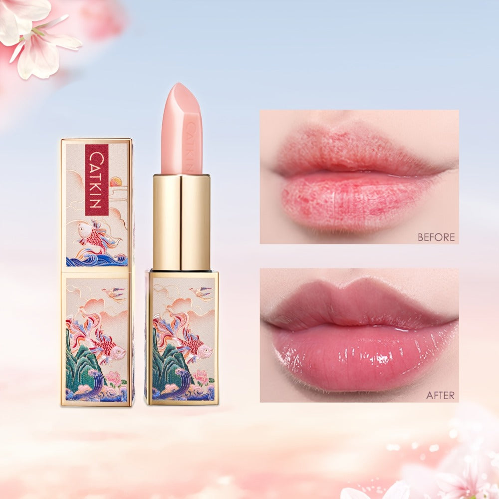 Color Changing Lip Balm Moisturizing Glossy Finish - Plant Squalane Vitamin E Nourishing Hydrating Lip Care Tinted Balm for Women Multiple Shades CATKIN