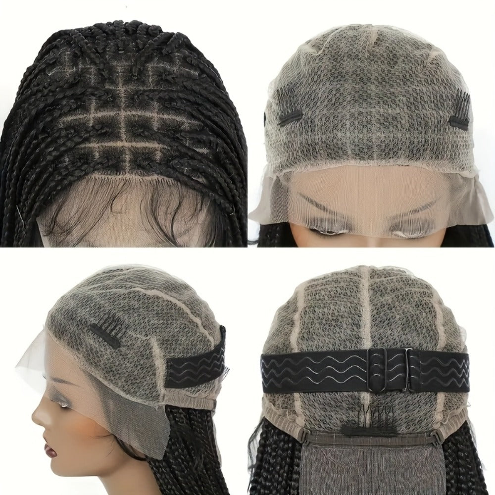 Knotless Box Braid Wig for Women — 360° HD Full Lace Synthetic Lace Front, Handmade Faux Locs, 26 & 38 Inch, Protective Style, Multiple Colors, All Ethnicities