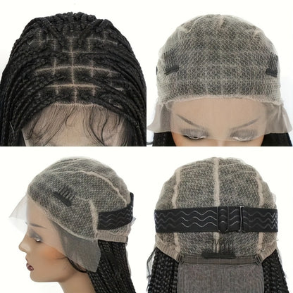 Knotless Box Braid Wig for Women — 360° HD Full Lace Synthetic Lace Front, Handmade Faux Locs, 26 & 38 Inch, Protective Style, Multiple Colors, All Ethnicities
