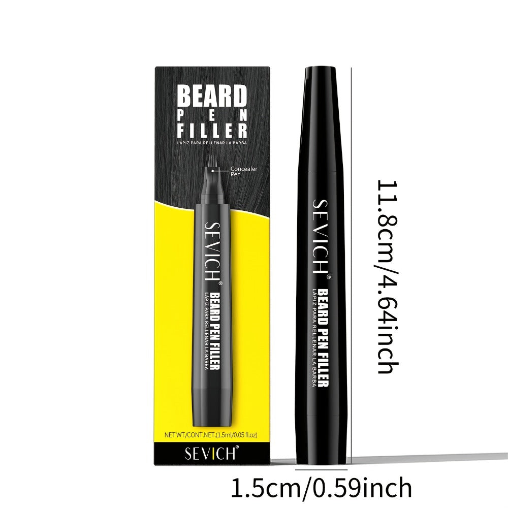 Beard Pen Kit with Hair Brush - Waterproof Long-Lasting Beard Pencil Filler for Fuller Beard | Men's Grooming Tool | Black & Dark Brown | 1pc or 2pcs
