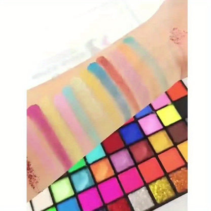 Face Body Paint Set 54 Colors — Matte, UV Fluorescent & Glitter Palette with Pattern Templates, Brushes & Tattoo Stickers for Sports, Cheerleading, Festivals & Parties