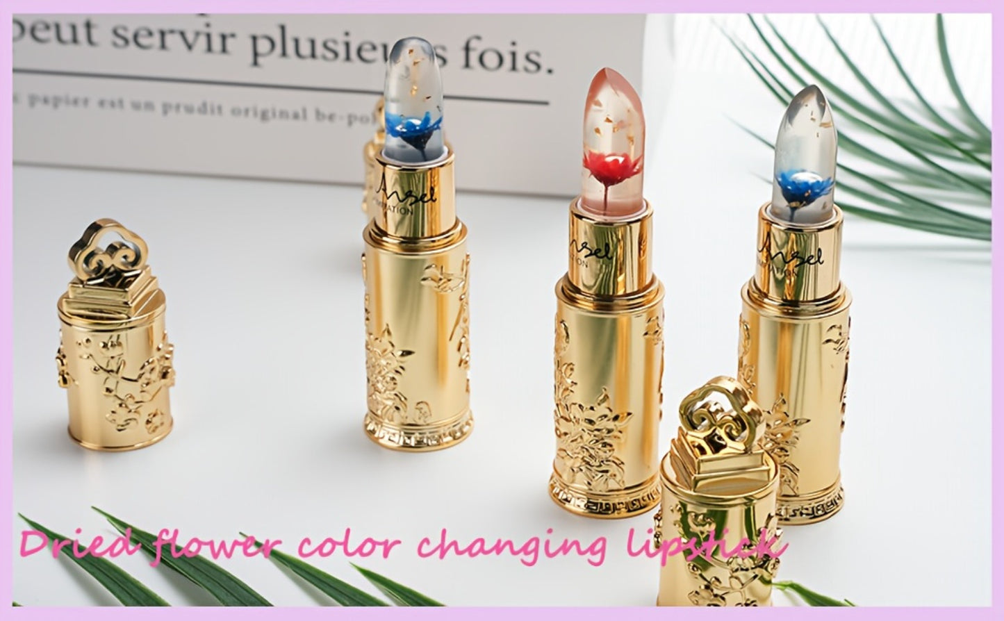 Color Changing Lip Gloss Set 3 Pcs - Temperature Magic Pink Tint, Crystal Jelly Balm & Lipstick Combo, Plant Squalane Moisturizing, Natural Hydrating Lip Makeup, Valentine's Day Christmas Gift