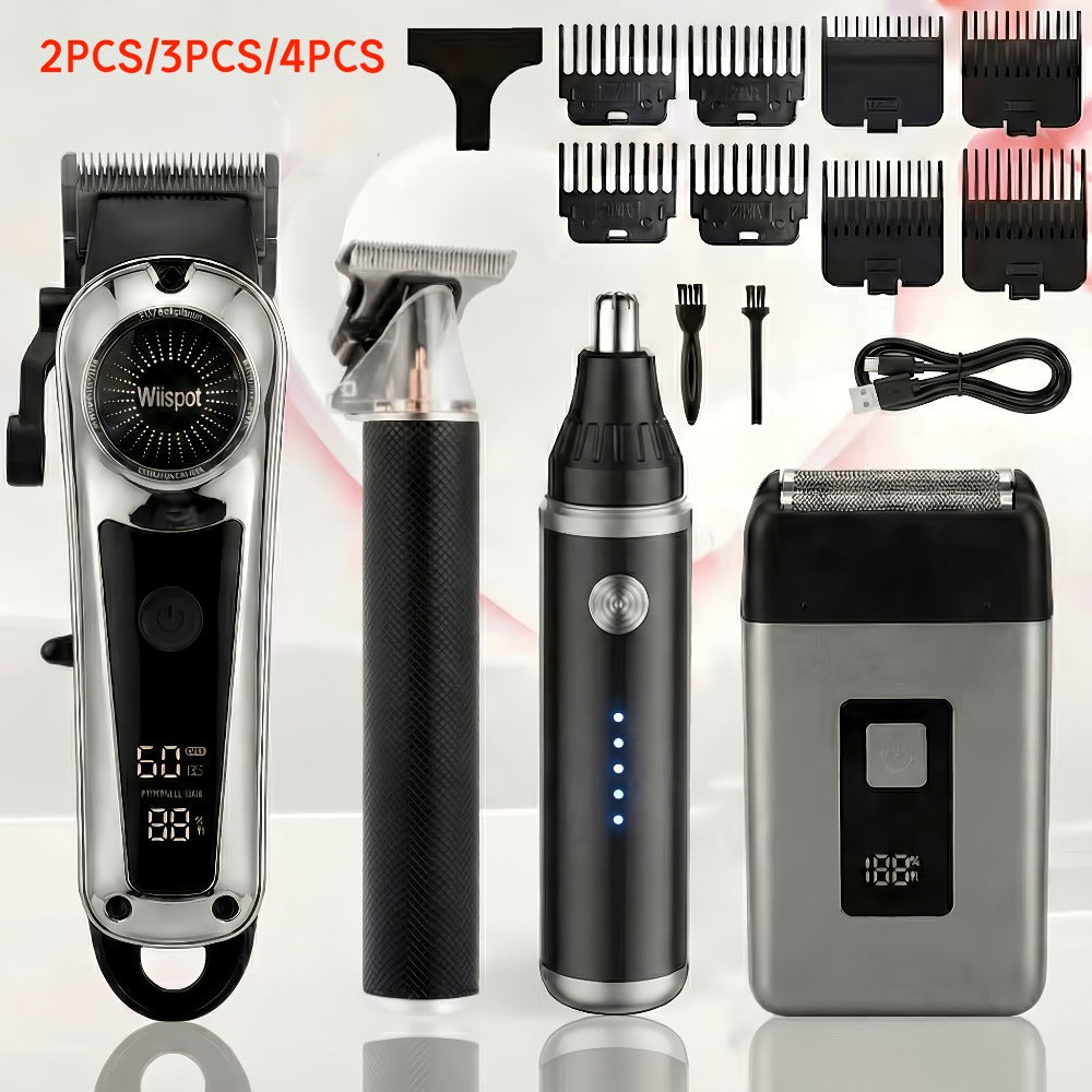 Men'S Hair Clipper And Beard Trimmer Set Men'S USB-Rechargeable Hair Clipper Features Battery Level Indicator, Ideal For Travel And Home Use, Includes 4 Comb Attachments Men'S Gift | Birthday Gift | Christmas Gift