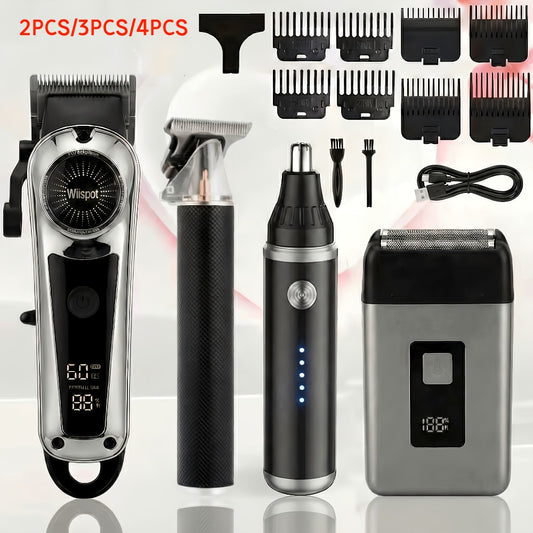 Men'S Hair Clipper And Beard Trimmer Set Men'S USB-Rechargeable Hair Clipper Features Battery Level Indicator, Ideal For Travel And Home Use, Includes 4 Comb Attachments Men'S Gift | Birthday Gift | Christmas Gift