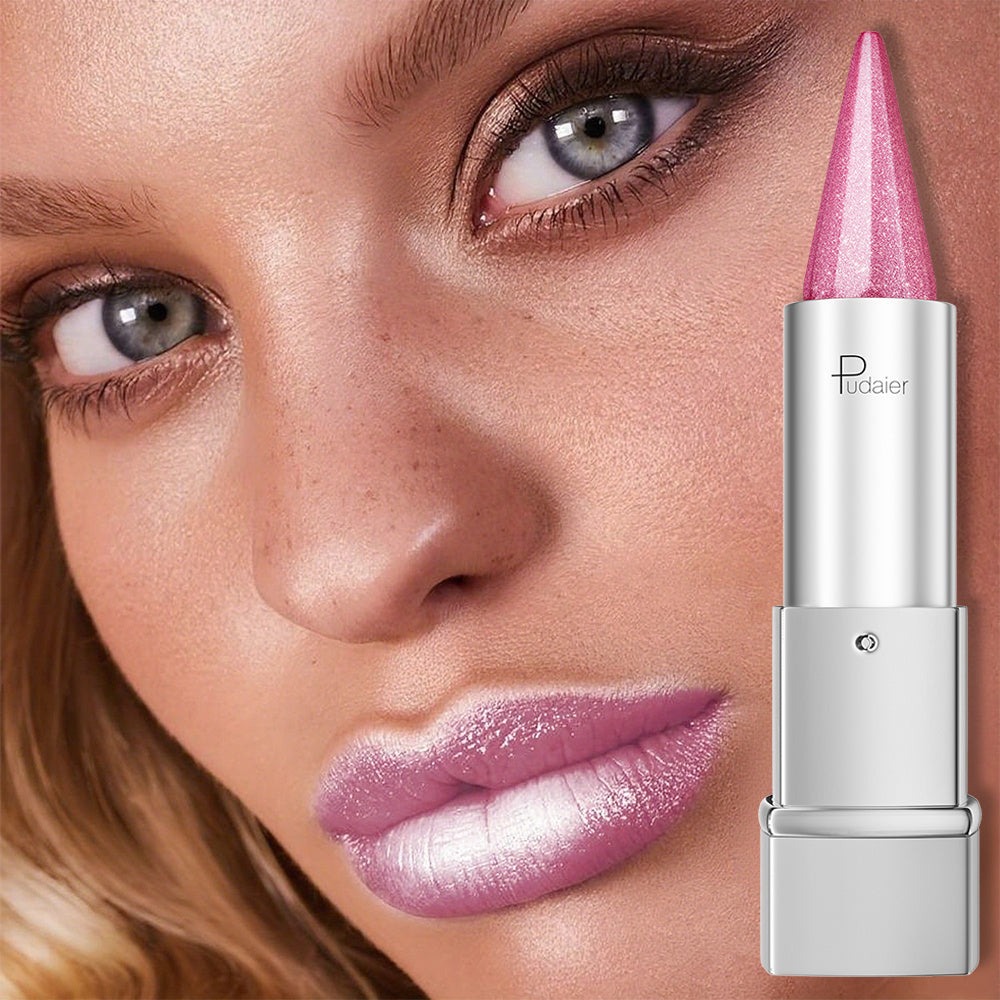 Pudaier Pearlescent, Sparkle, Lipstick for Women, Lightness, Lipstick Waterproof Long, Lipstick 24 Hours Long Lasting, Colorfast, Spring And Summer Elegant Fashion Cosmetics, Portable Travel Makeup