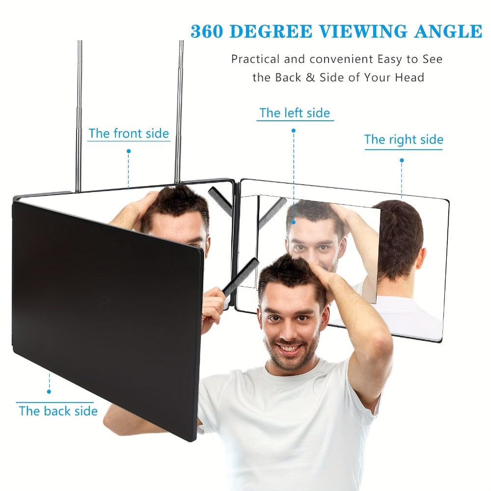 3 Way Mirror for Self Hair Cutting, 360 Haircuts Men for Barber Use Tools, to See Back Of Head