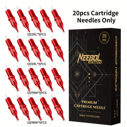 Tattoo Cartridge Needles Mixed Size - Assorted Round Liner, Shader & Curved Mag, #10 #12 Bugpin Standard, 3RL 5RL 7RL 9RL 11RL 5RS 7RS 9RS 7RM 9RM 9M1, 20/50pcs Tattoo Needle Set for Machine & Gun