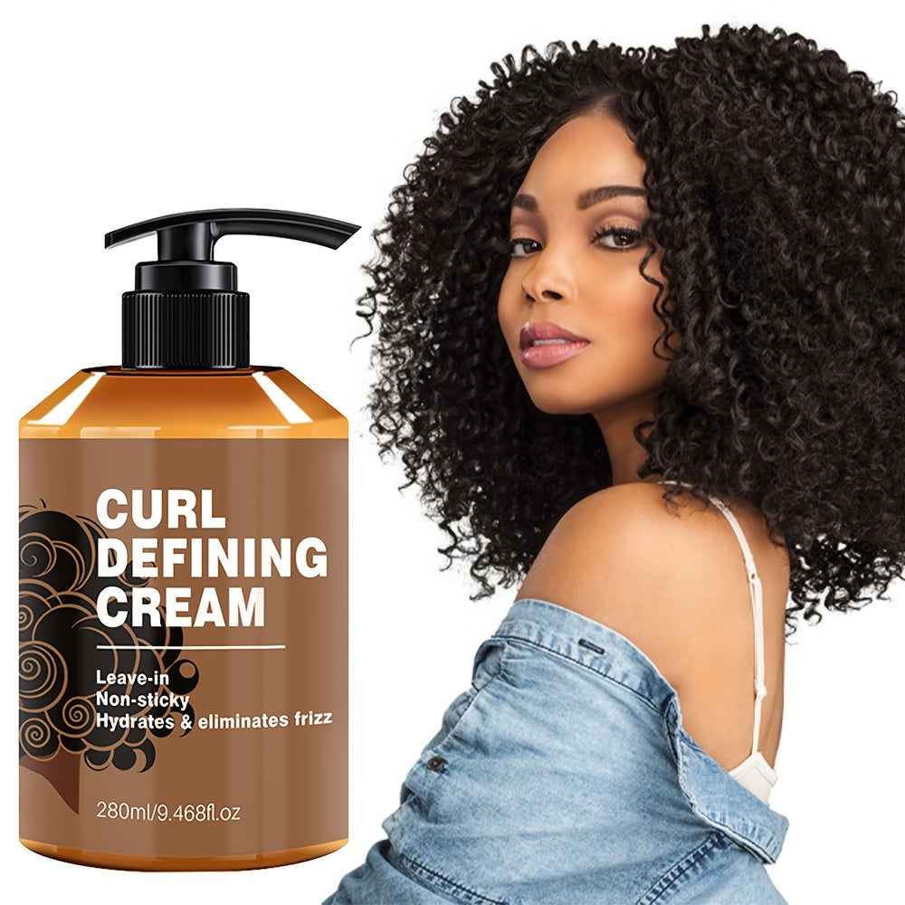1 Bottle -Adult Curl Defining Cream, 9. 47oz - Moisturizing Hair Styling Paste with Argan Oil for Normal Hair, Long-Lasting Hold & Elasticity, Suitable for Wavy and Curly Textures, Frizz Control Haircare | Sleek Bottle Design | Non Sticky Formula