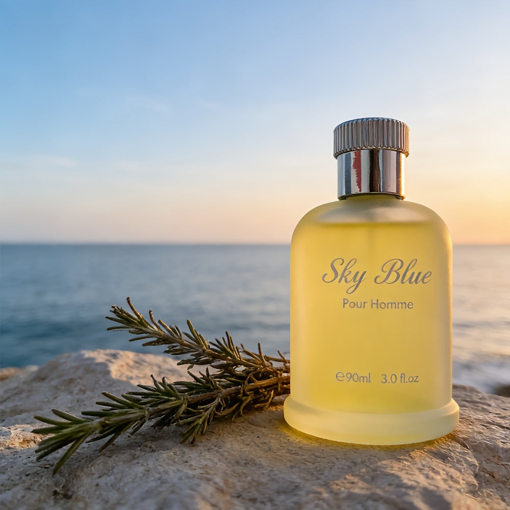 Men's Cologne Eau de Parfum Sky Blue - Bergamot Rosemary & Oak Moss Long Lasting Fresh Masculine Fragrance, No Propylene Glycol, Everyday Scent & Gift for Him