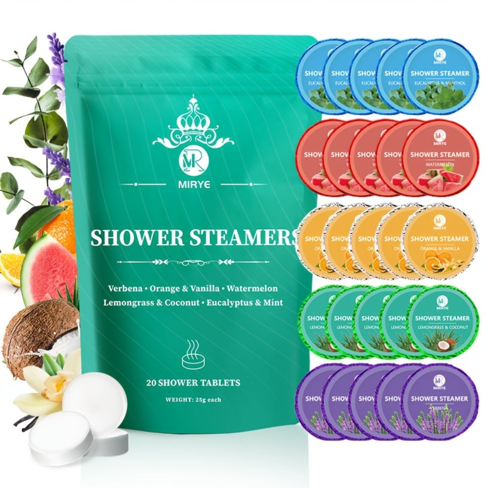 A 20-count Pack Of Long-lasting, Richly Scented Bath Steam Tablets Featuring Six Fruit And Herbal Essential Oil Fragrances. Suitable for Both Showers And Foot Baths, These Make A Unisex Gift for Christmas, Anniversaries, And Halloween.