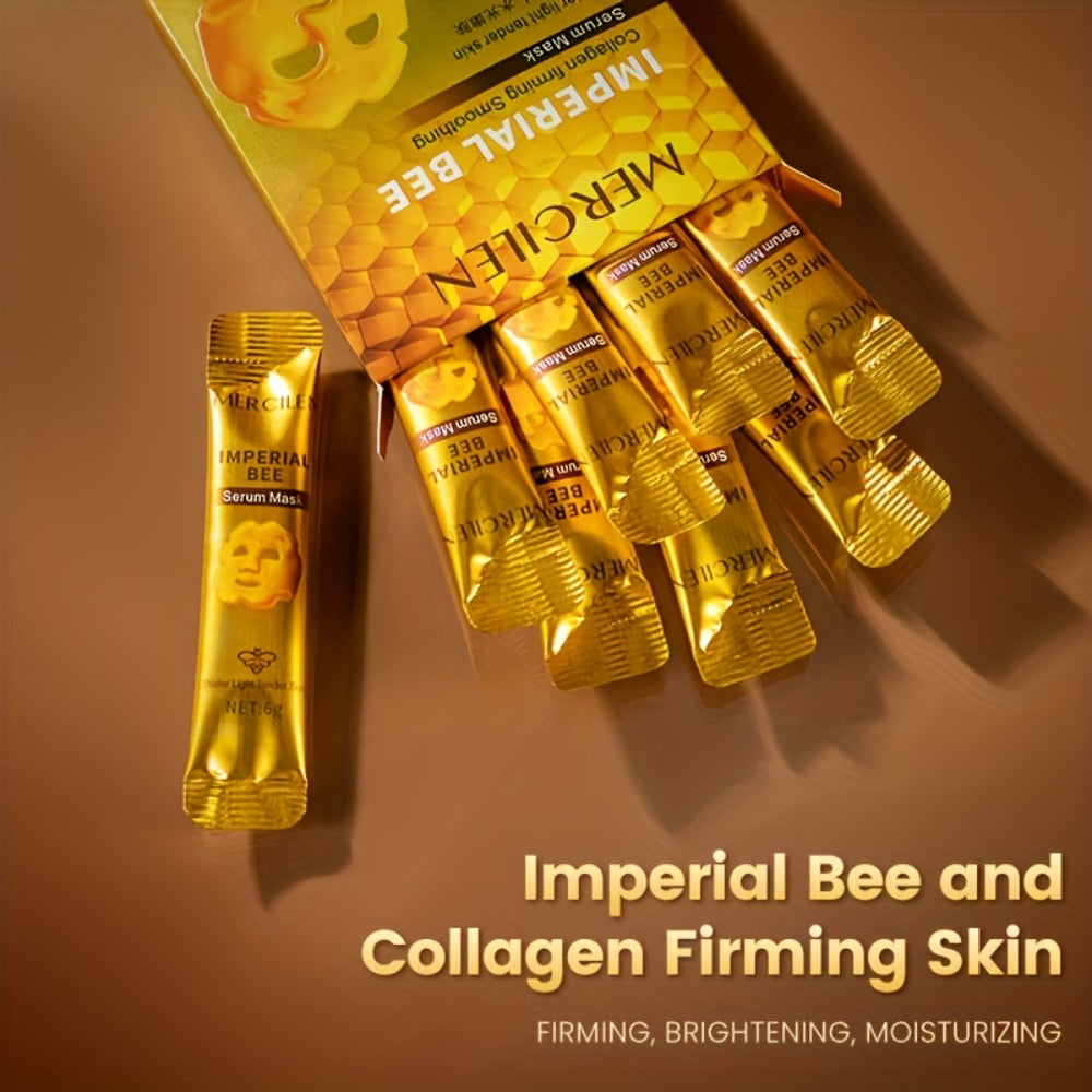 3 Boxes MERCILEN Emperor Propolis Bee Mask - with Royal Jelly, Nicotinamide, Hyaluronic Acid & Plant-Based Squalane - Deeply Hydrating, Brightening, Face Mask for Sensitive Light Beige, Golden Bee Serum - Travel-Friendly Skincare, Light Beige Color