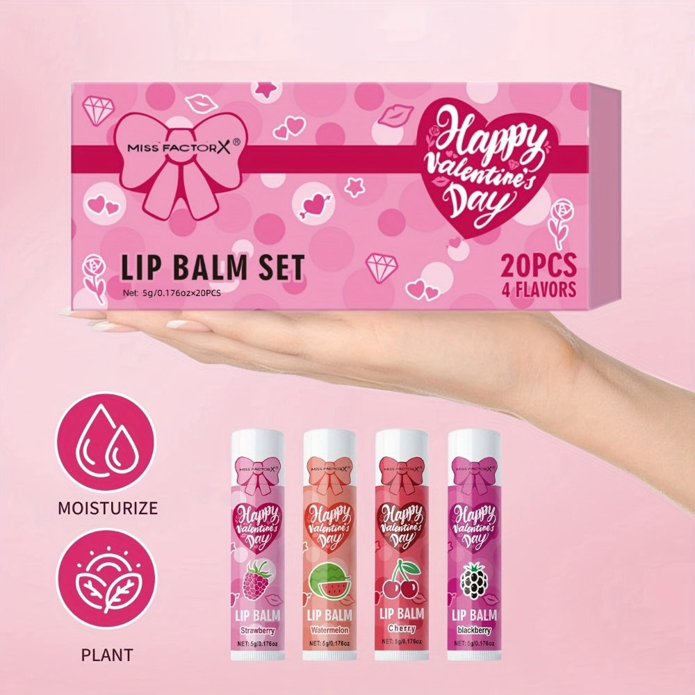 Lip Balm Set 20PCS Glossy Moisturizing Lip Gloss Kit Long Lasting Hydration Replenishing Tinted Lip Care for Dry Lips Women Gift Set