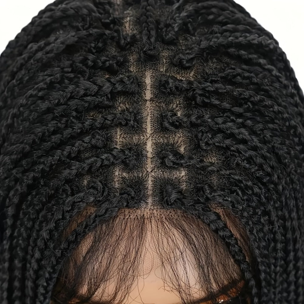 Box Braids Wig 360 Full Lace Front and Back Knotless Braided Wig 30 Inch for Women Natural Hairline High Temperature Fiber Wedding Party Daily Wear Multiple Colors