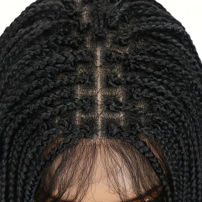 Box Braids Wig 360 Full Lace Front and Back Knotless Braided Wig 30 Inch for Women Natural Hairline High Temperature Fiber Wedding Party Daily Wear Multiple Colors