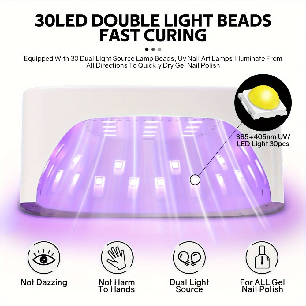 Rechargable LED Nail Lamp Dryer with HD Display Smart Nail Drying Lamp for Fast Dry All Gel Nail Polish Manicure Tools