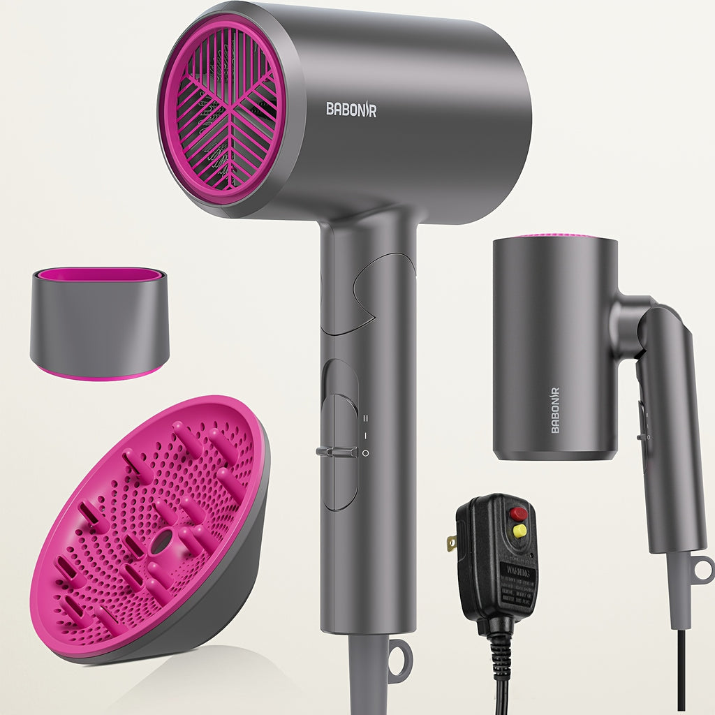 Quick-Drying Hair Dryer Featuring a Diffuser for Curly Hair, 1875W Professional Ionic Blow Dryer Suitable for Both Women And Men, Lightweight And Powerful Portable Hair Dryer Ideal for Travel, Perfect Gift for Friends And Partners