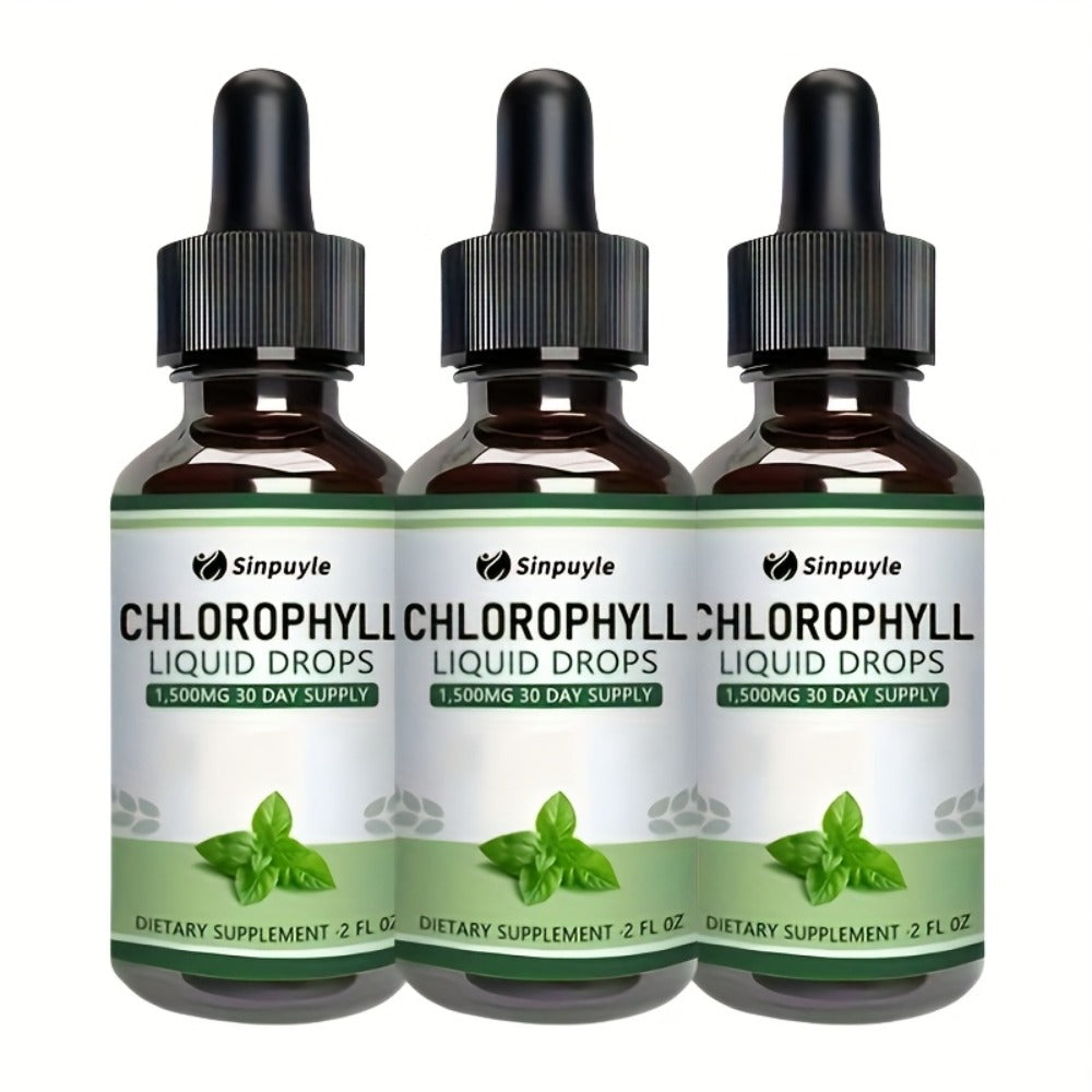 Chlorophyll Liquid Drops - Immune Support, Internal Deodorizer & Skin Health Supplement, 4 Month Supply, Natural Mint Flavor