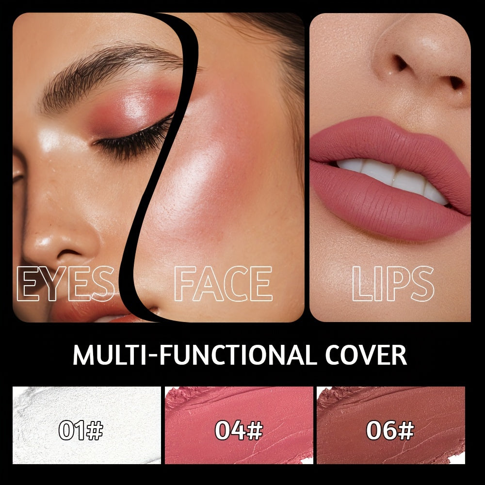 4pcs Creamy Blusher Stick Makeup Kit, Shades with Highlighter Stick, Blush Stick, Bronzer Contour Stick and Brush for Sculpt the Cheeks, Long Lasting, Waterproof, Matte & Shiny Finish
