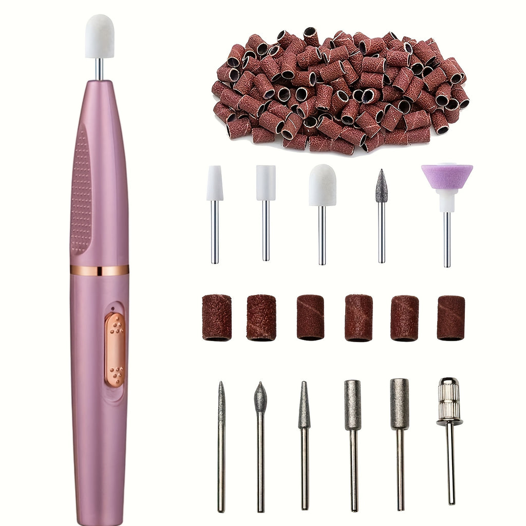 Portable Electric Nail Grinder With Acrylic Kit | Professional Variable Speed File - 11 Replaceable Heads For Gel Nails & Manicure - Buffing & Remover Tool