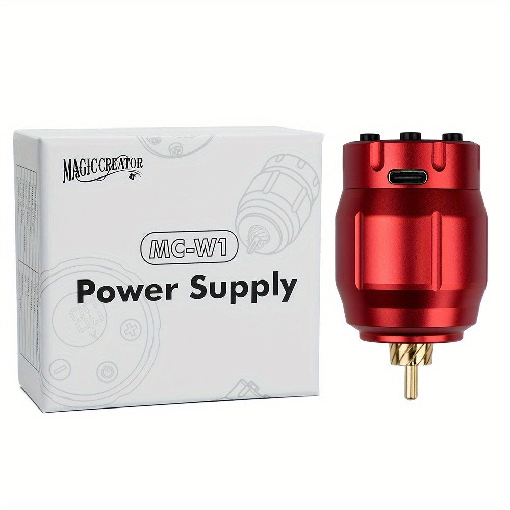 Wireless Power Supply for Tattoos, Featuring a Portable Rechargeable Motor Without Cords, Equipped with an LED Digital Display And RCA Connector, Designed for Rotary Tattoo Machines And Makeup Tools