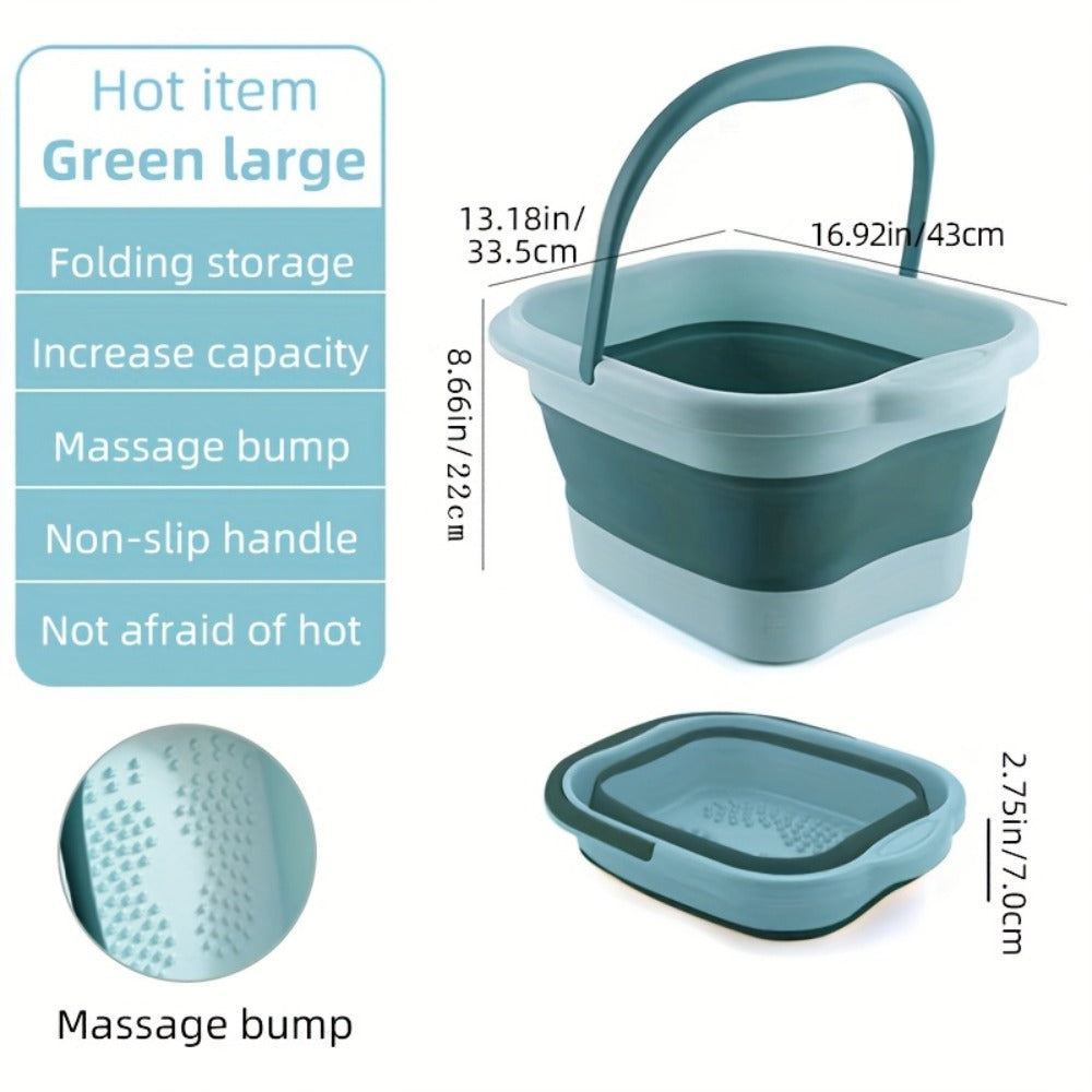 Collapsible Foot Soak - Sturdy Travel Spa Container with Handle, Compact Design for Home, Salon, And On-The-Go - Easy to Clean Foot Soak Container And Laundry Basket, Robust Build