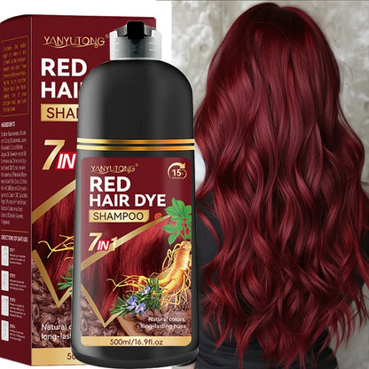 Hair Dye Shampoo with Natural Plant Pigments – Covers Gray Hair Fast | 16.91oz Color Shampoo in Black, Red, Brown, Dark Brown & Chestnut Brown for Women & Men