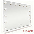 Vanity Makeup Mirror with Lights: Hollywood Mirror with 15LED Bulbs - Large 23"x19" Desk Mirror for Wall, Dimmable 3 Lighting Modes, USB Charger Port, White