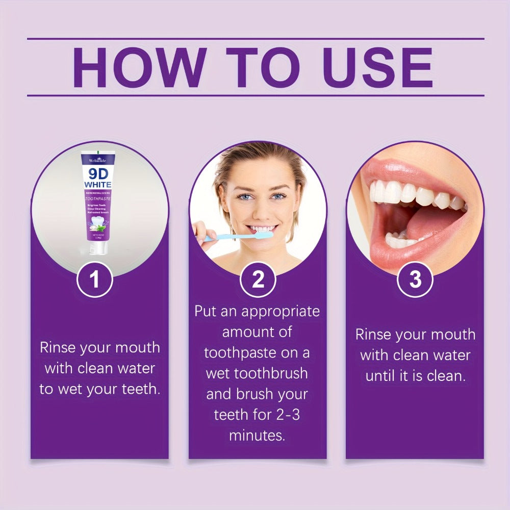 Purple Toothpaste 2pcs Hydroxyapatite Deep Cleaning Whitening Brighter Smile Mint Flavor Fresh Breath Gentle on Gums Travel Size 100g European Formula Oral Hygiene Gift Men Women