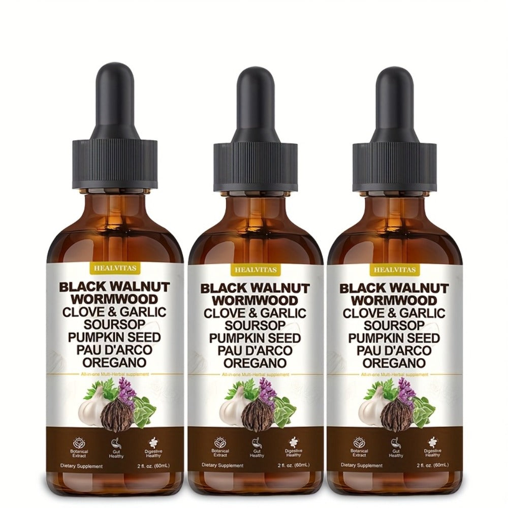 [Gut Health Supplement] Black Walnut Wormwood Tincture-All-In-One Multi-Herbal Drop, with Soursop, Oregano, Garlic & Berberine, Support Colon Health, Digestive Health, Gut Health Supplement Alcohol-Free Gut-Friendly, 2fl.oz
