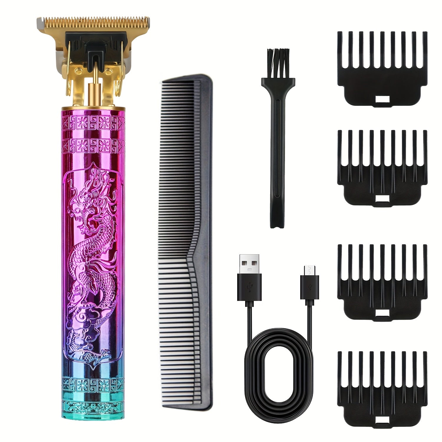 Men'S Barber Rechargeable Razor Adult Electric Retro Electric Push Clippers Home USB Rechargeable Barbershop Men'S Beard Trimmer Facial Hair Trimmer