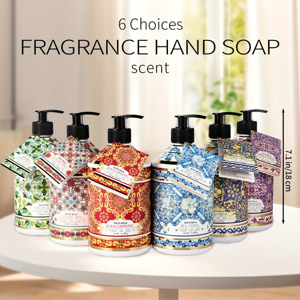 Liquid Hand Soap 2 Bottles 21.3 fl oz Each - Foaming Pump Dispenser with 5 Scents, Moisturizing Gel Formula for All Skin Types, Home Office & Travel Hand Wash