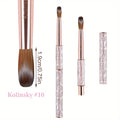 Size #8-#12 Kolinsky Acrylic Nail Brush Sparkling Pink Metal Handle Nail Art Brushes for Acrylic Application Professional Nail Extension Manicure Tool