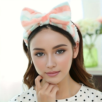 Headbands for Women 6 Pack Bow Design Soft Fabric Elastic Hair Bands for Makeup Spa Shower Skincare Routine Patterned Polyester Hair Headband for All Hair Types Beauty Accessory Gift Set